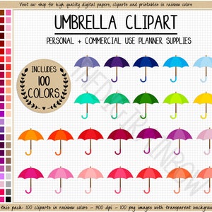 VENTE 100 parapluie clipart pluie clipart imprimable parapluie autocollants autocollants météo clipart parapluie papier numérique soleil clipart PCE