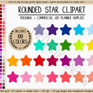 VERKOOP 100 AFGERONDE STER clipart regenboog ster stickers ster pictogram stickers afdrukbare Erin Condren Happy Planner Bullet Journal Goodnotes sticker