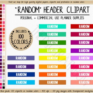 Verkauf 100 zufällige Planer Aufkleber hell druckbare Planer Aufkleber Regenbogen Erin Condren Header Happy Planner Kommerzielle Nutzung Planer Clipart