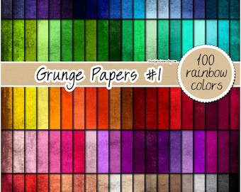 SALE 100 grunge digital paper rainbow vintage texture shabby print old paper distressed scrapbooking printable journal page stained clipart
