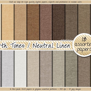 SALE Neutral linen digital paper natural earth tone linen canvas digital paper digital scrapbook 12x12 brown grey beige white taupe coffee