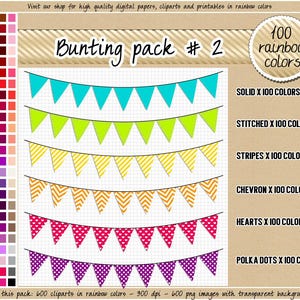 VERKOOP 600 driehoek bunting clipart vlag clipart regenboog banner clipart banner afdrukbare gestikte gors gestreepte wimpel gors planner clip