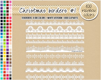 SALE 1000 christmas digital border snowflake clipart winter clipart lace trim clipart christmas clipart christmas banner rainbow christmas