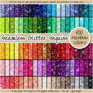 SALDI 100 pezzi di carta digitale glitterata senza soluzione di continuità, motivo arcobaleno con paillettes, sfondo pastello con coriandoli, texture scintillante, glamour, glitter stampabile a sublimazione
