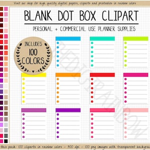 SALE 100 checklist planner sticker rainbow full box digital sticker lined full box printable blank sticker Erin Condren header Happy Planner