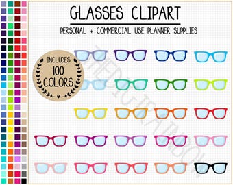 SALE 100 READING GLASSES clipart rainbow glasses planner stickers bright eye glasses clipart eyewear clipart photo booth prop summer clipart
