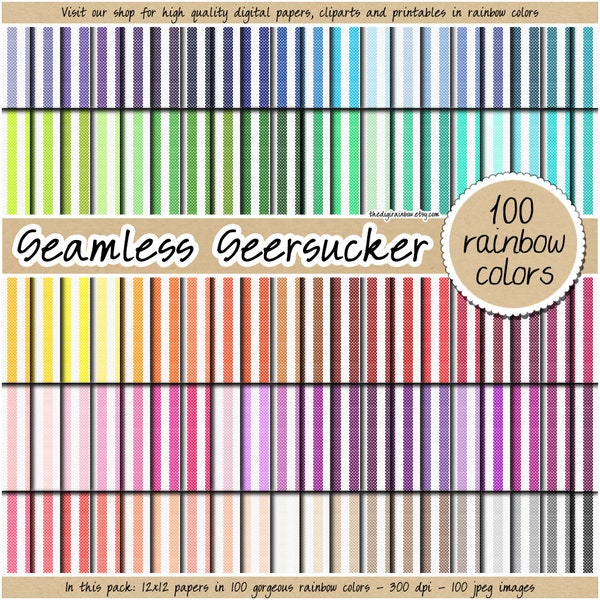 100 Seamless seersucker digital paper printable stripe pattern rainbow fabric texture striped pattern pastel background neutral bright