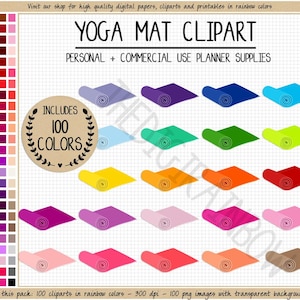 SALE 100 YOGA MAT clipart rainbow yoga stickers weight loss printable stickers exercise fitness stickers rainbow yoga sports gym crossfit