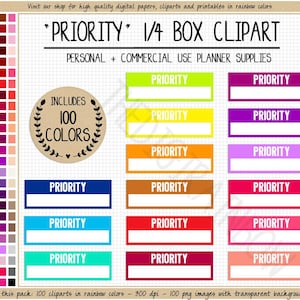 SALE 100 PRIORITY Planer Aufkleber Viertel Box druckbare Planner Aufkleber Erin Condren Mambi Happy Planner Kommerzielle Nutzung Planer Clipart