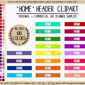 VENTA 100 INICIO encabezado planificador pegatina hogar clipart arco iris pegatinas imprimibles pegatinas digitales Erin Condren Happy Planner Goodnotes Hobonichi