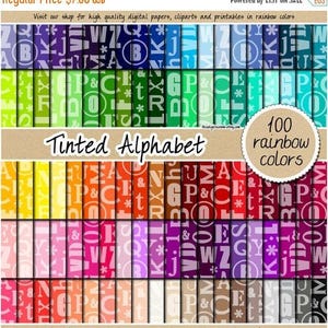 100 alphabets papier numérique imprimable alphabet art mural arc-en-ciel papier numérique scrapbooking bébé chambre d'enfant impression pastel neutre papier lumineux