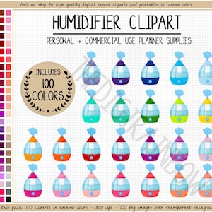 WYPRZEDAŻ 100 clipart nawilżacza, naklejka nawilżacza, clipart domu, naklejka do planowania sprzątania domu, naklejki cyfrowe Goodnotes Erin Condren Hobonichi