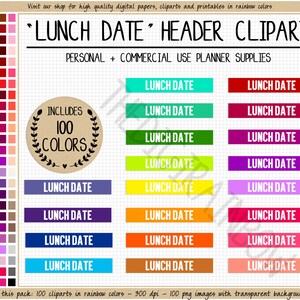 SALE 100 LUNCH DATUM clipart lunch vergadering herinnering zakenlunch sticker voedseltracker valentijnsdag sticker regenboog afdrukbare sticker