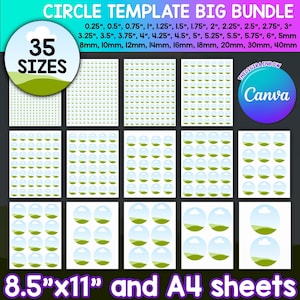 Circle Template Bundle, Editable Canva Circle Template, Blank Circle Collage sheet, Round Label Template Printable Round Sticker Drag & Drop