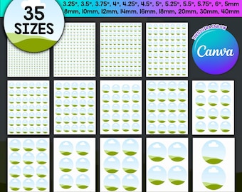 Circle Template Bundle, Editable Canva Circle Template, Blank Circle Collage sheet, Round Label Template Printable Round Sticker Drag & Drop