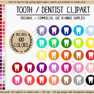 SALE 100 TOOTH clipart tooth planner stickers dentist clipart health clipart dentist stickers dentist graphics hygene icon health stickers