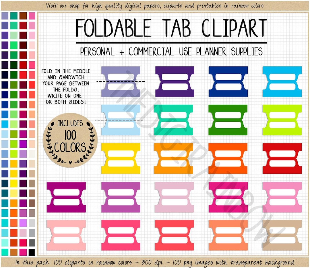 SALE 100 Printable Blank TAB Double Sided Divider Sticker Rainbow ...