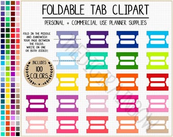 SALE 100 Printable blank TAB double sided divider sticker rainbow planner clipart digital stickers Erin Condren Filofax Plum Happy Planner