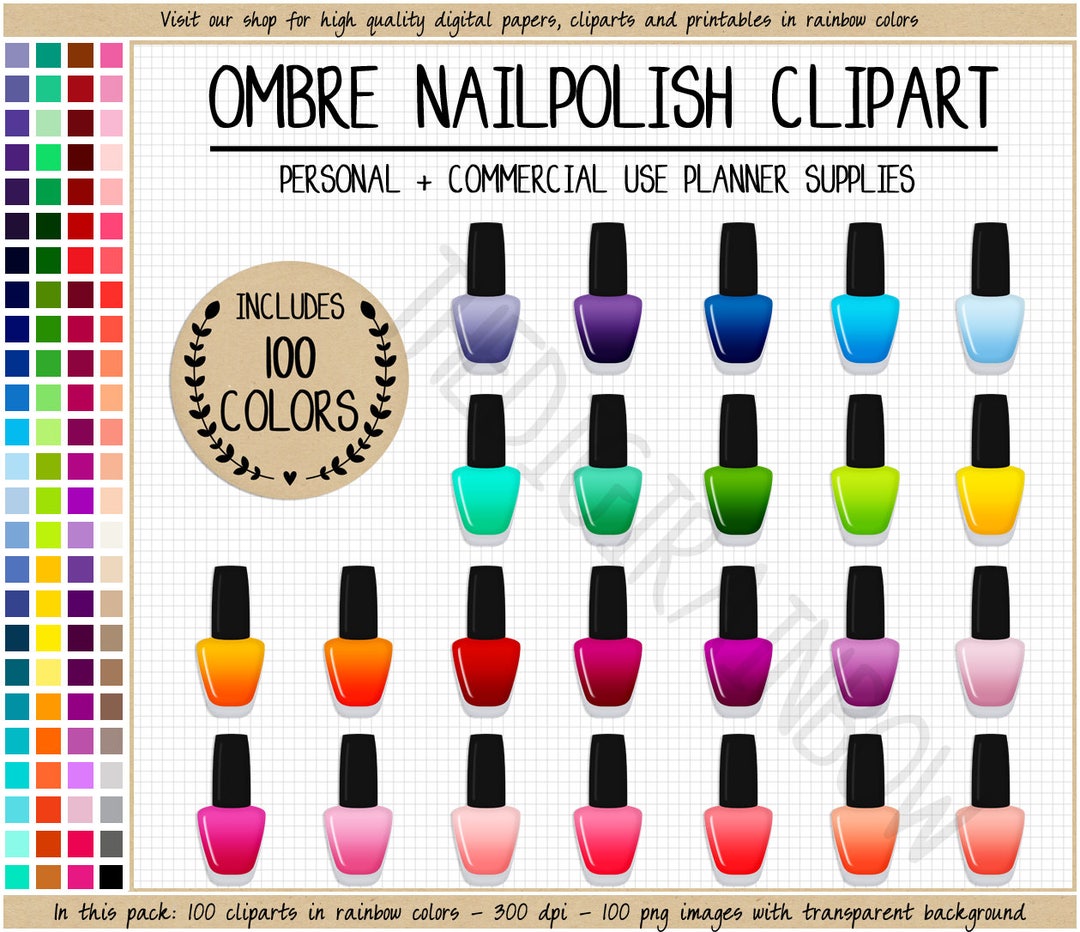 SALE 100 NAIL POLISH Clipart Nail Polish Planner Stickers Makeup ...