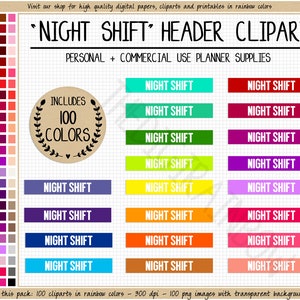 VERKOOP 100 NIGHT Shift clipart werkschema sticker verpleegkundige sticker arts sticker regenboog afdrukbare stickers commercieel gebruik planner clipart