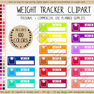 VERKOOP 100 GEWICHTSTRACKER clipart weegschaal gezondheid digitale planner sticker gewichtsverlies afdrukbare gewicht tracker dieet dagboek fitness doel