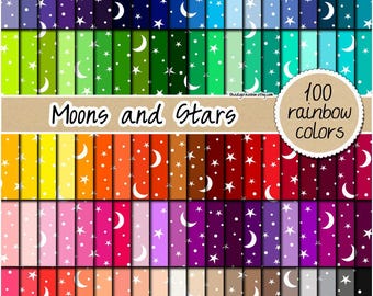 100 naadloos maan en ster digitaal papier sterrennacht digitaal papier nachtelijke hemel achtergrond maan patroon ster clipart pastel helder donker
