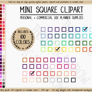 VERKOOP 100 enkele selectievakje sticker vierkante checklist clipart vak afdrukbare planner sticker regenboog Erin Condren Happy planner COMMERCIEEL GEBRUIK