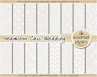 SEAMLESS White wedding digital paper damask background elegant lace pattern printable save the date invitation princess embossed backdrop