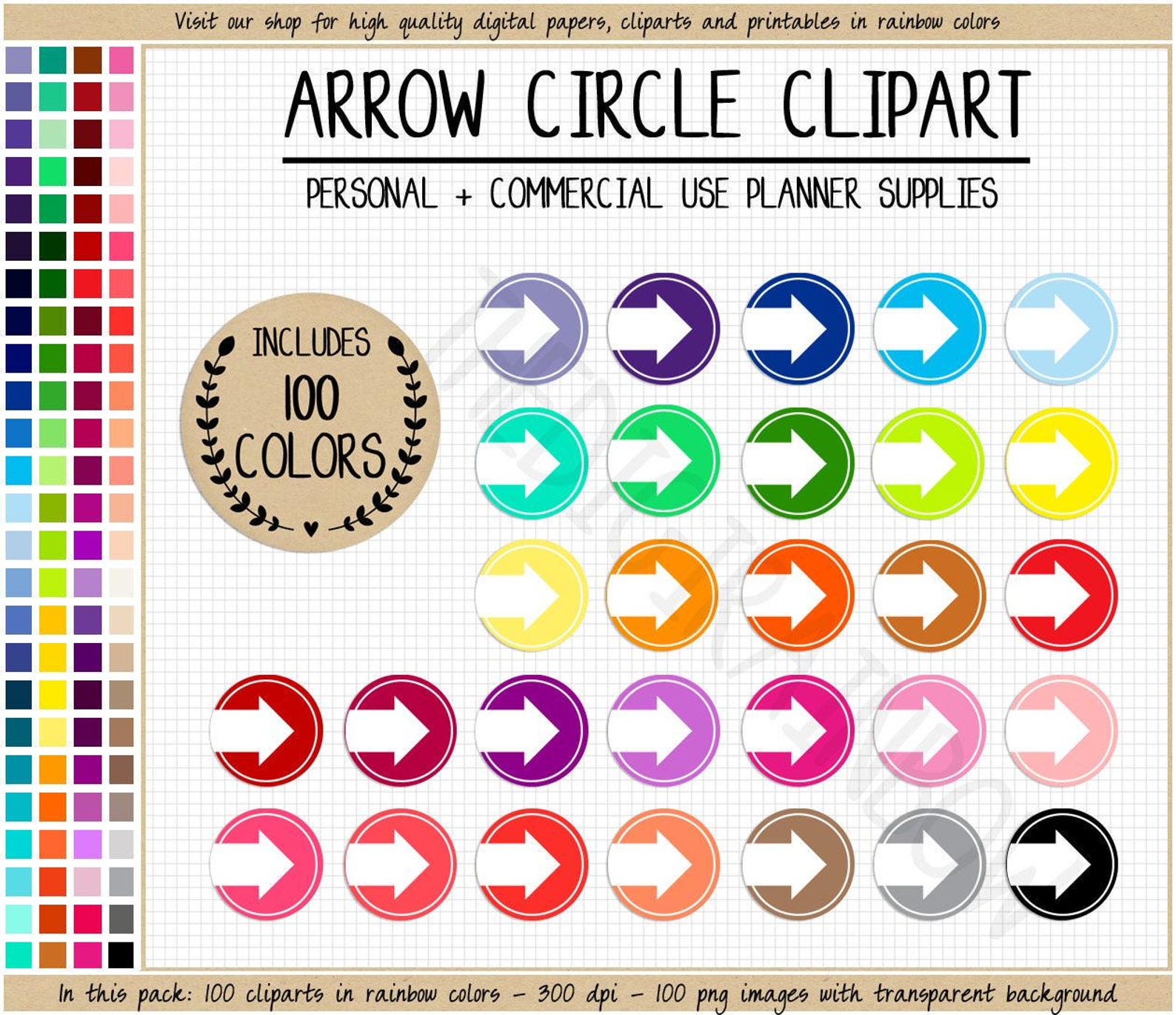 SALE 100 ARROW Clipart Arrow Planner Stickers Functional Printable ...