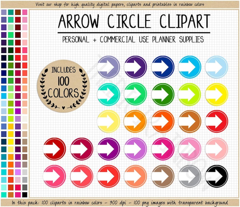 SALE 100 ARROW Clipart Arrow Planner Stickers Functional Printable ...