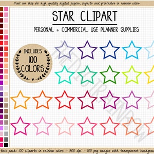 VERKOOP 100 STAR clipart regenboog ster stickers ster pictogram ster planner sticker ster frame clipart Erin Condren commercieel gebruik planner clipart