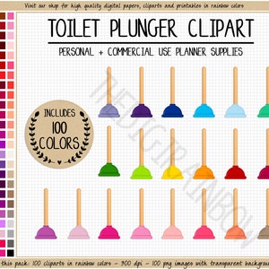VERKOOP 100 WC PLUNGER clipart badkamer clipart huis klusjes clipart huis stickers schoonmaak planner stickers regenboog Erin Condren stickers