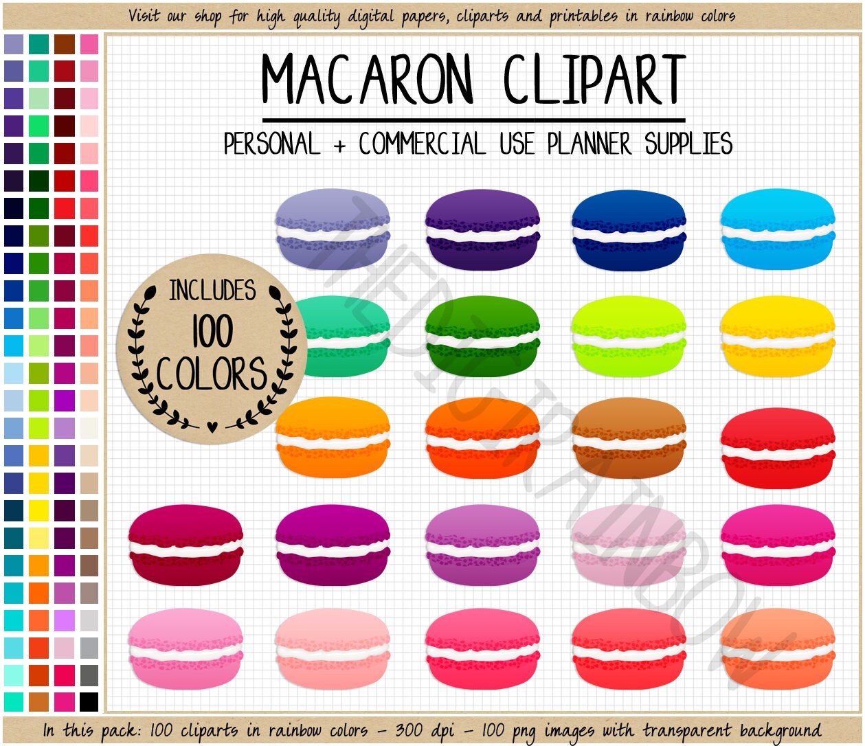 Sale 100 French Macaron Clipart Macaroon Clipart Pastry Etsy