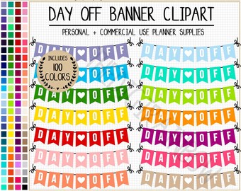 SALE 100 DAY OFF banner clipart day off planner stickers vacation stickers Rainbow printable stickers Erin Condren Plum Paper Happy Planner