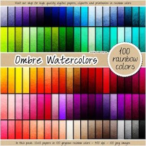 100 ombre aquarell digitales Papier regenbogen aquarell textur gemalt Hintergrund commerziel scrapbook textur pastel neutral hell dunkel