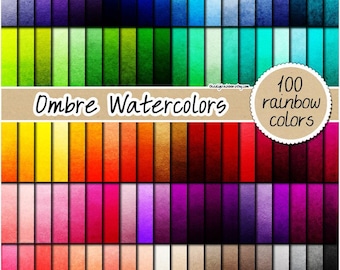 100 ombre akwarela cyfrowy papier tęcza akwarela tekstura malowane tło komercyjne wykorzystanie scrapbook tekstura pastel neutralny jasny ciemny