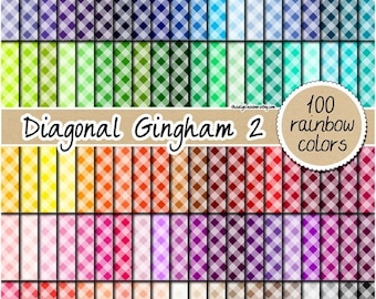 100 diagonal gingham digital paper rainbow gingham pattern kitchen print fabric digital paper 12x12 bright colors pastel gingham clipar