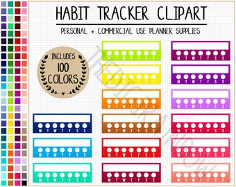 Sale 100 DAILY HABIT TRACKER digital sticker rainbow printable planner stickers health workout medicine stickers Bullet Journal Goodnotes