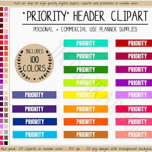 SALE 100 IMPORTANT header planner stickers priority planner stickers task planner stickers rainbow printable Erin Condren planner cliparts