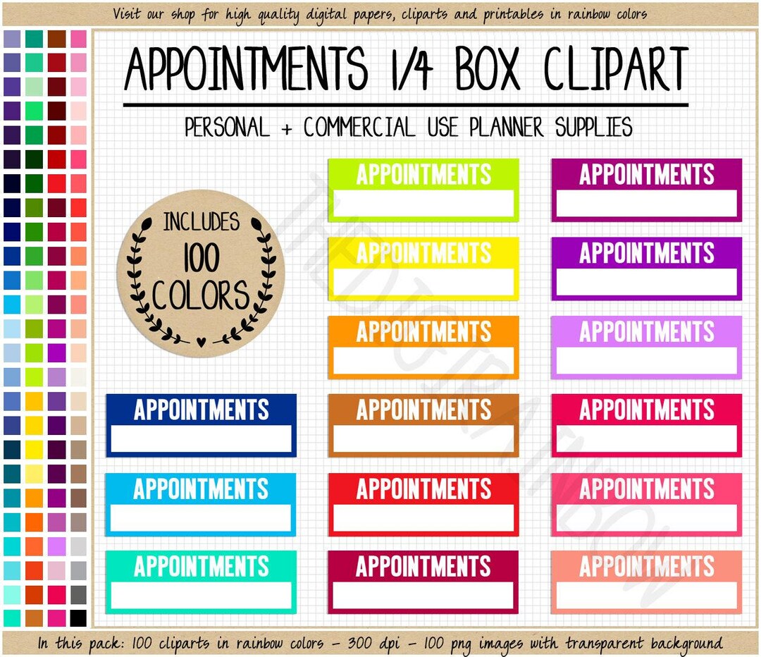 SALE 100 APPOINTMENTS Quarter Box Planner Stickers Printable Planner ...