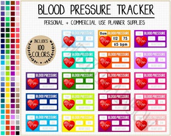 VERKOOP 100 BLOEDDRUK sticker hartslagmeter hypertensie afdrukbare digitale Happy Planner Erin Condren Goodnotes gezondheidsmedicatie