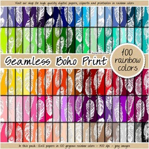 100 NAADLOZE boho chic digitaal papier regenboog veerpatroon inheemse tribal achtergrond romantische dromenvanger clipart afdrukbaar plakboek