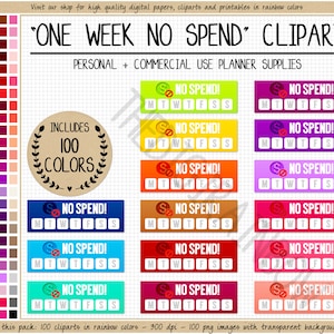 SALE 100 NO SPEND digitale Aufkleber 7 Tage Ban Island Clipart Erin Condren Finanzierung Goodnotes Spar-Tracker Happy Planner