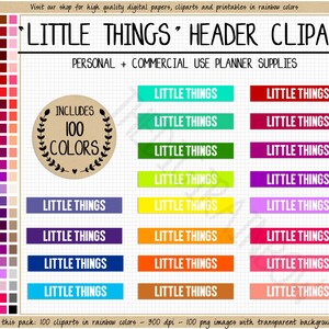 SALE 100 LITTLE THINGS Planer Aufkleber hell druckbare Planer Aufkleber Erin Condren Header Happy Planner Kommerzielle Nutzung Planer Clipart