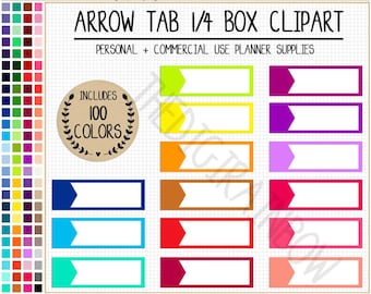 SALE 100 blank QUARTER BOX clipart rainbow quarter box printable planner sticker printable tab sticker flag sticker Commercial use clipart