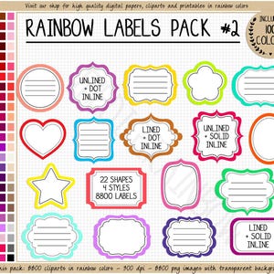 VERKOOP 8800 Afdrukbaar bekleed label clipart regenboog label digitaal label hart label ster label mason jar label ongevoerd label school kantoor pantry