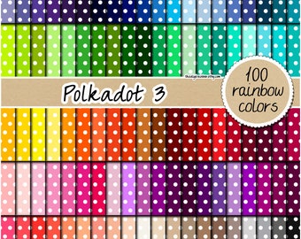 100 SEAMLESS polka dot digital paper printable rainbow scrapbook sheet polkadot pattern minnie background pastel neutral bright dark clipart