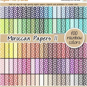 100 quadrilobes en papier numérique treillis carreau de mosaïque papiers marocains arc-en-ciel numériques kit de scrapbooking modèle 12 x 12 pastel neutre lumineux d