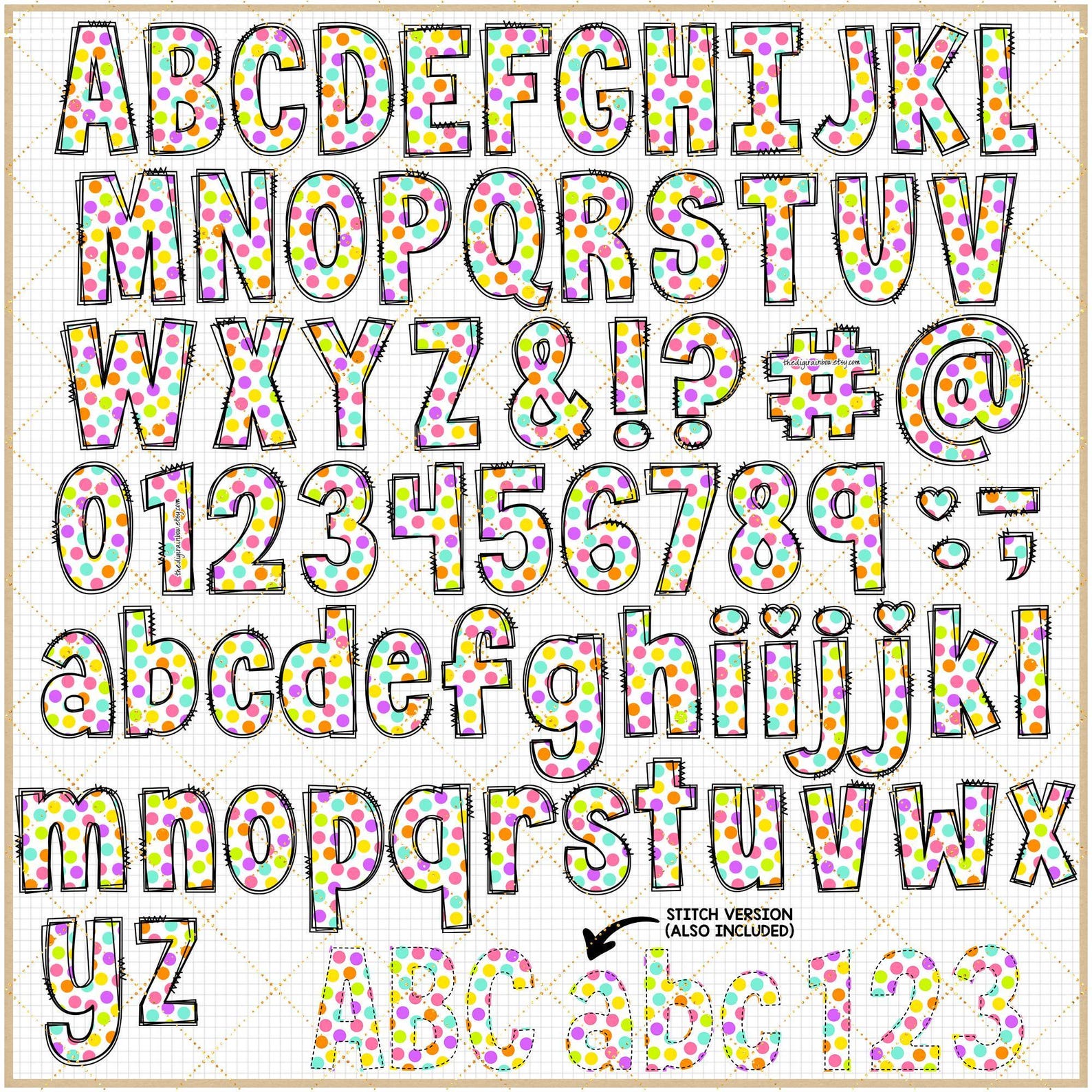 Easter Doodle Alphabet Pastel Gnome PNG Letters Egg Hunt Clipart Happy ...