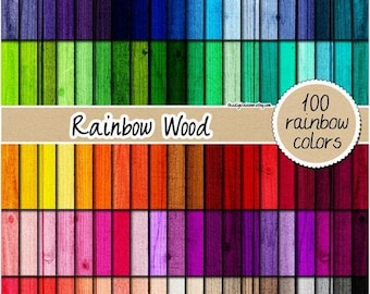 SALE 100 wood digital paper natural wood print colored wood background rainbow real wood texture pastel dark neutral bright commercial use